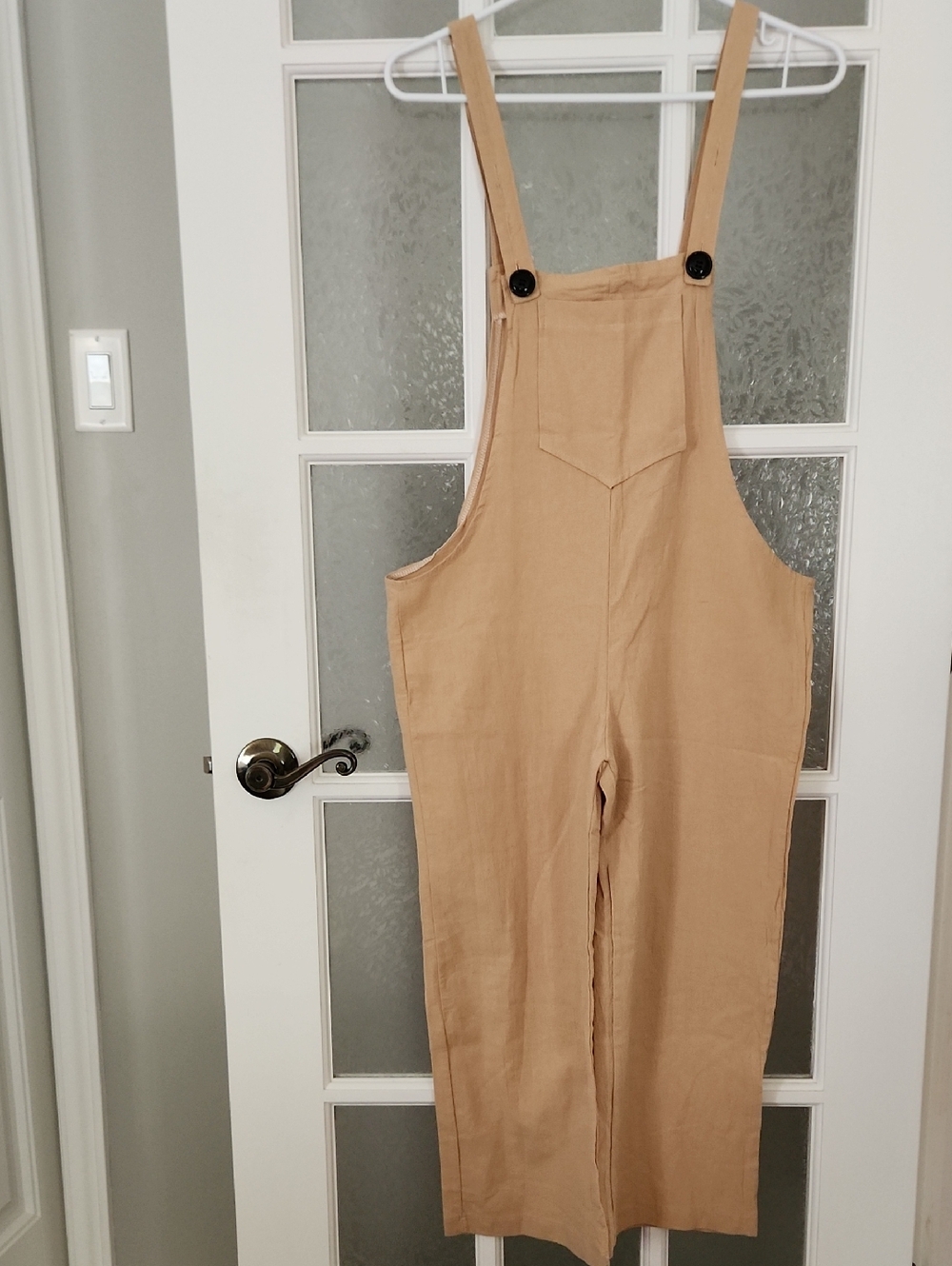 2 / 25$***Women's Tan Cotton Overalls - Casual Wide-Leg Jumpsuit